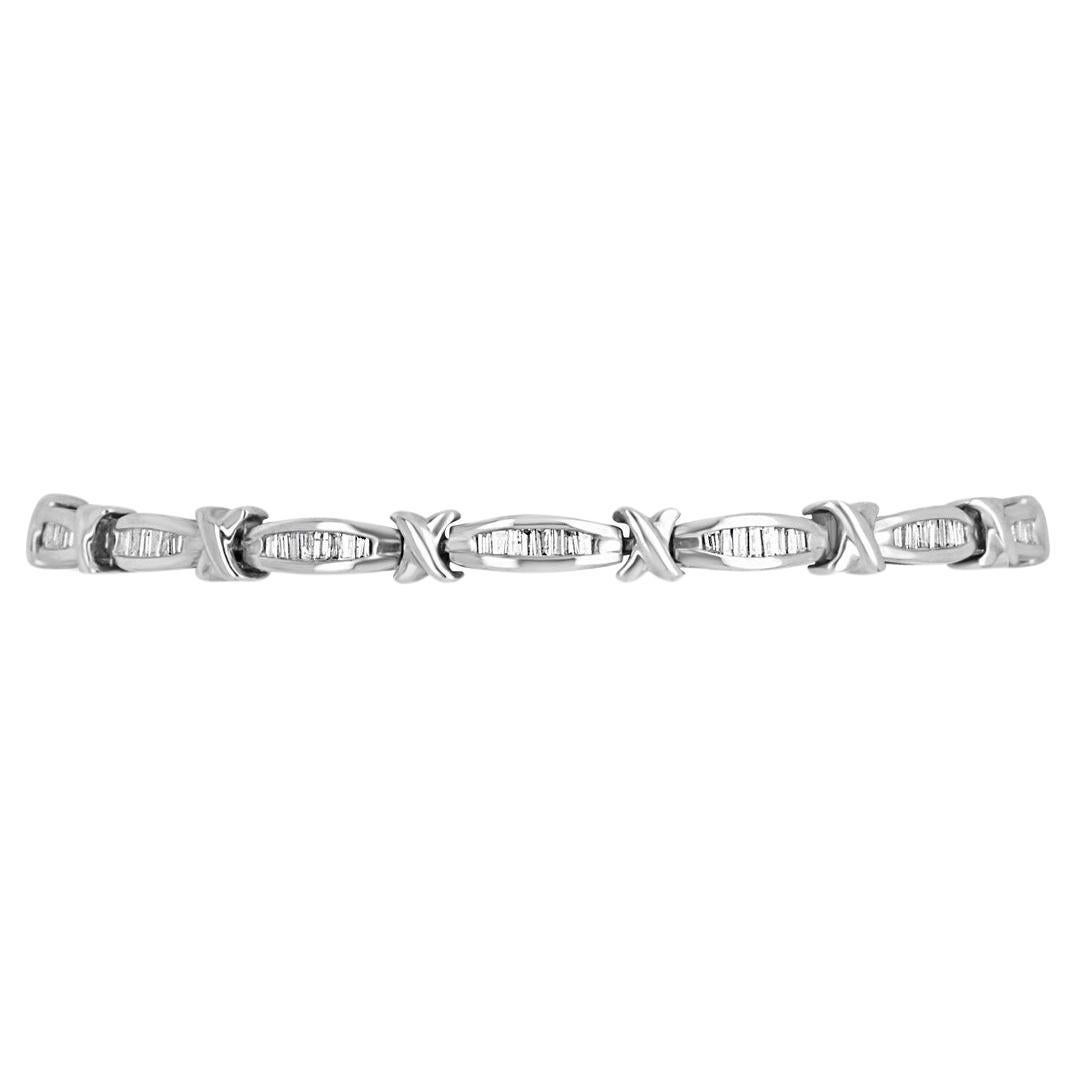 1.90tcw Baguette Diamond Tennis Bracelet 10k Gold Infinity Tennis Bracelet