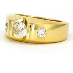 1.91 Carat 18 Karat Yellow Gold Diamond Men's Band Ring
