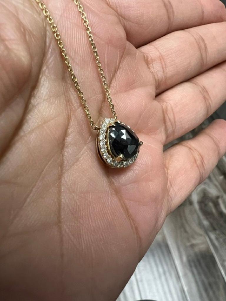 Collana a catena in oro giallo con diamante nero e diamante bianco da 1,91 carati in vendita 1