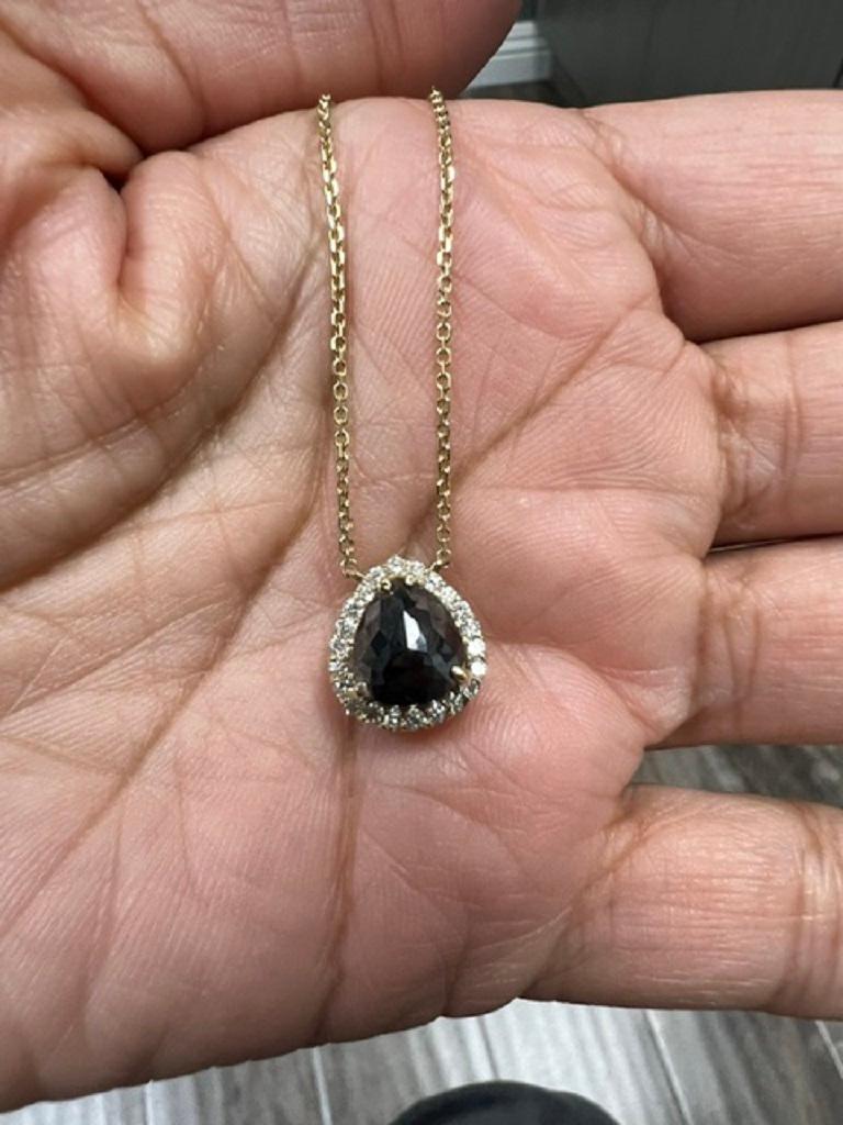 Collana a catena in oro giallo con diamante nero e diamante bianco da 1,91 carati in vendita 3