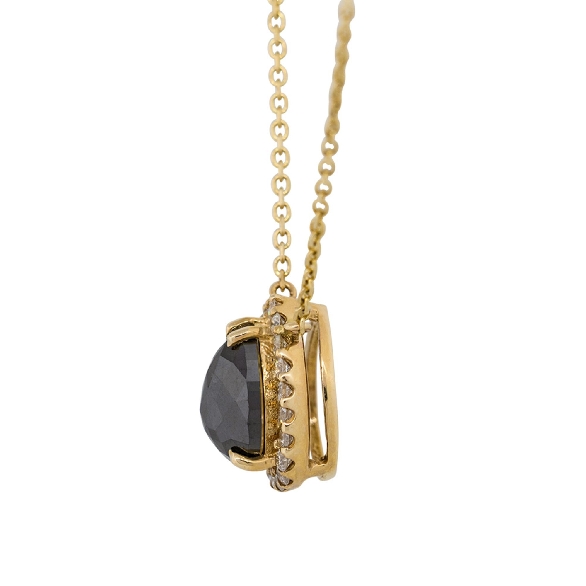 1.91 Carat Black Pear Diamond Pendant Necklace 14 Karat in Stock In New Condition In Boca Raton, FL