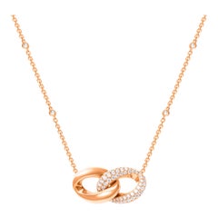 1.91 Carat Diamond 18 Karat Rose Gold Interlocking Loop Pendant Necklace