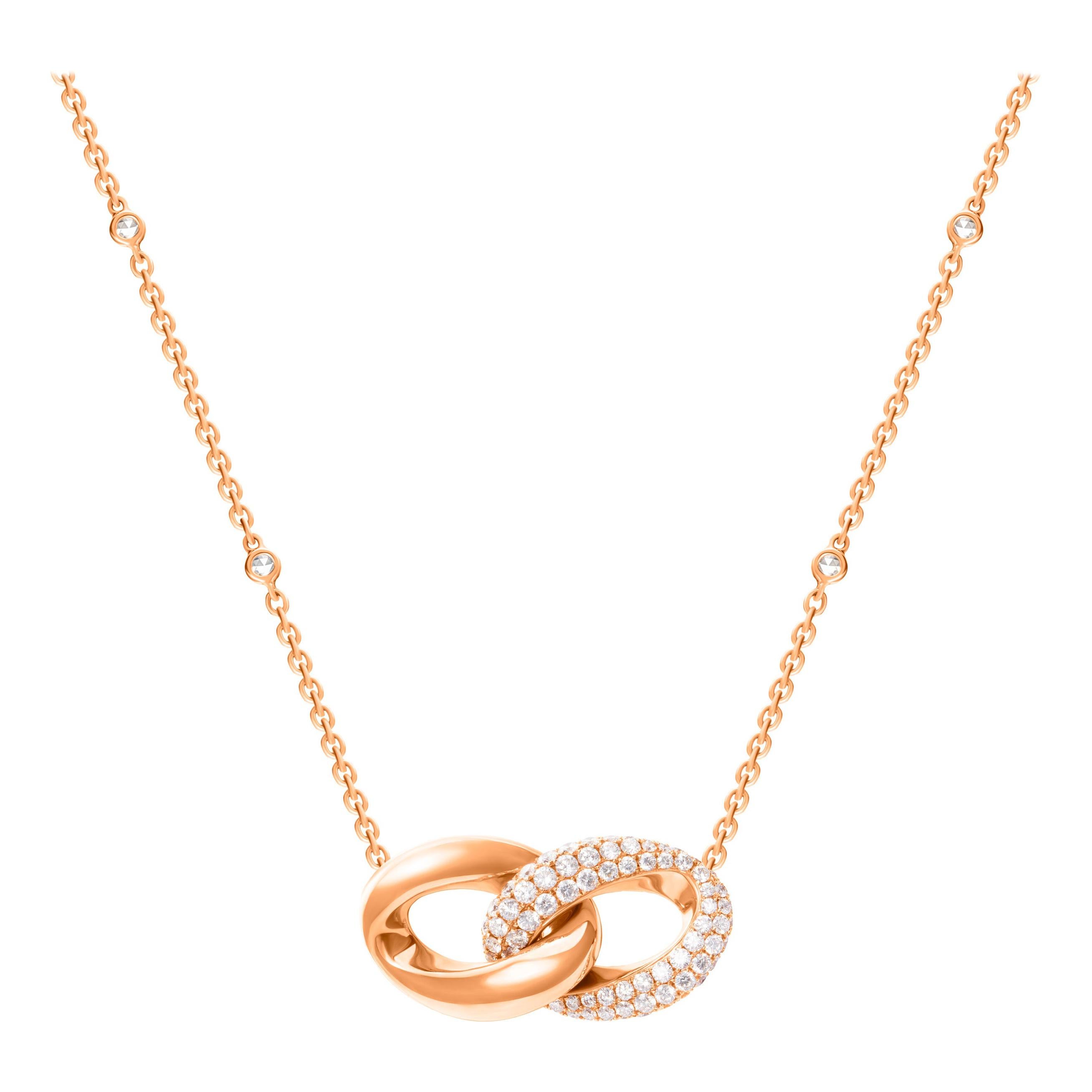 1.91 Carat Diamond 18 Karat Rose Gold Interlocking Loop Pendant