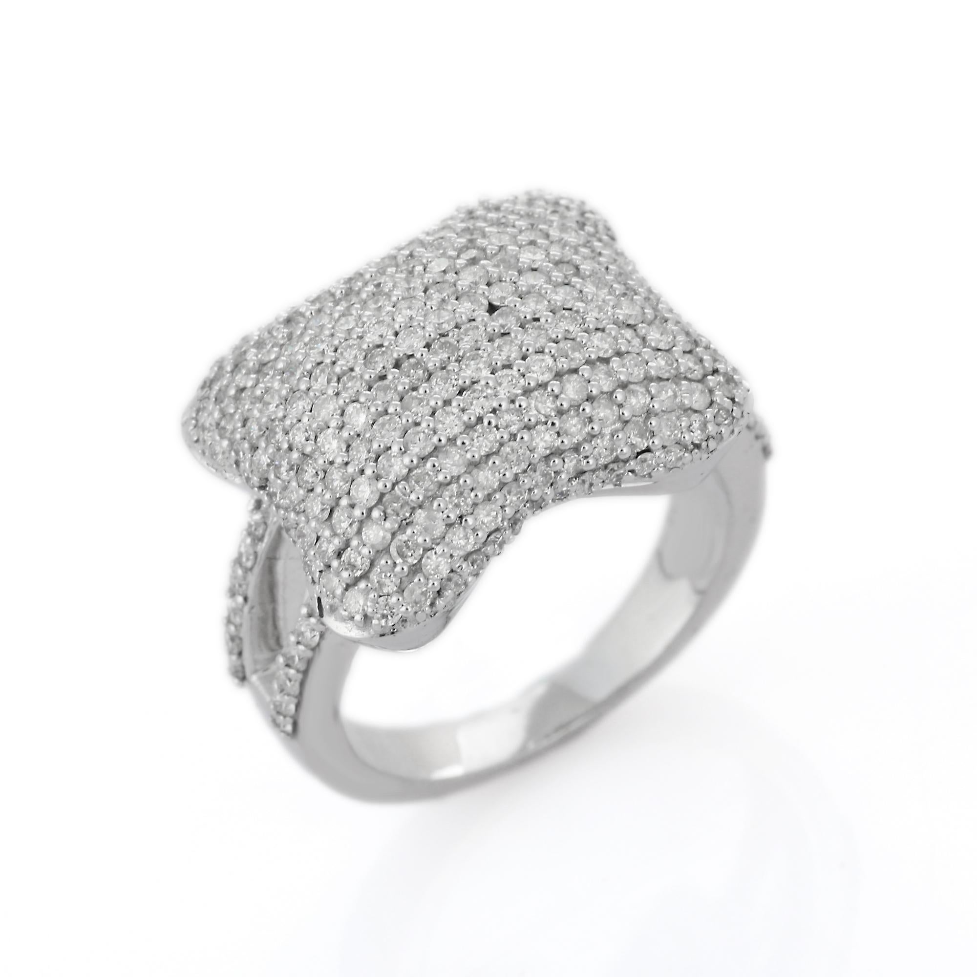 For Sale:  Certified 1.91 Carat Diamond Statement Ring in 18K White Gold 8