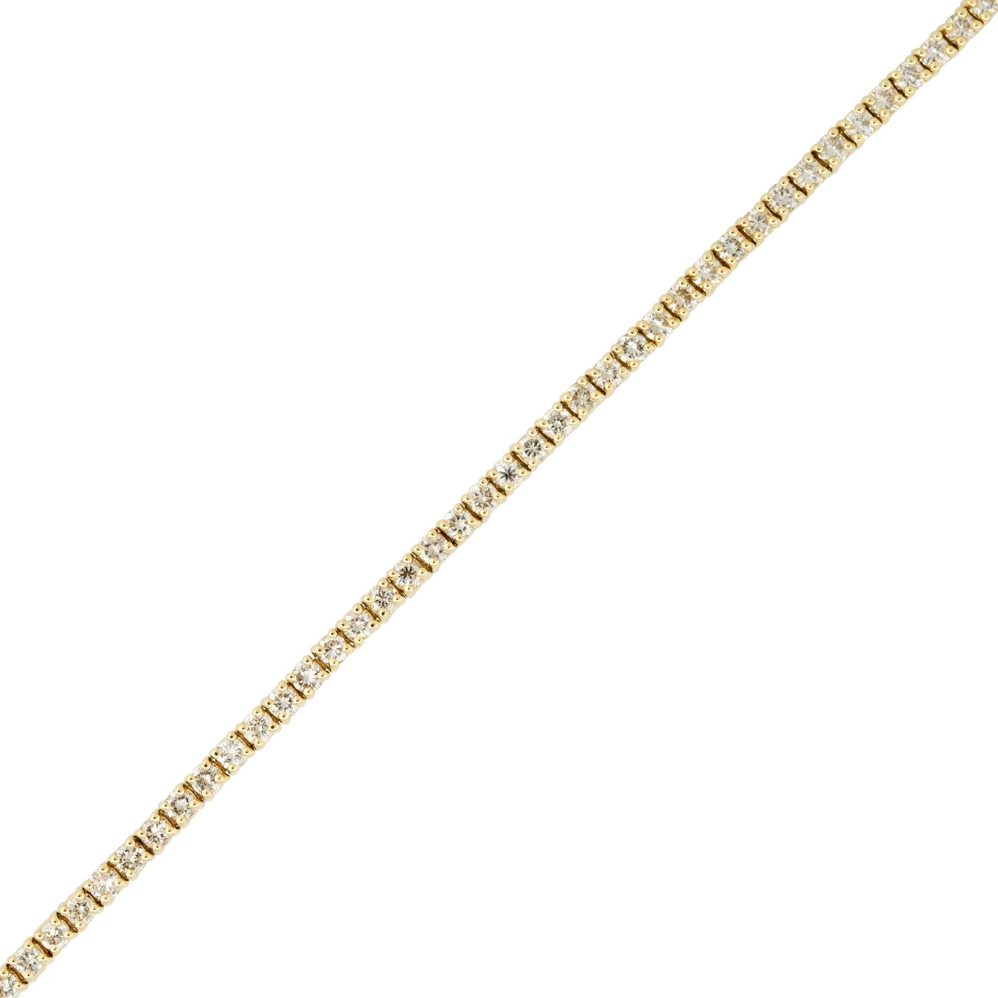 Taille ronde Bracelet tennis en or 14 carats avec diamants de 1,91 carat en vente