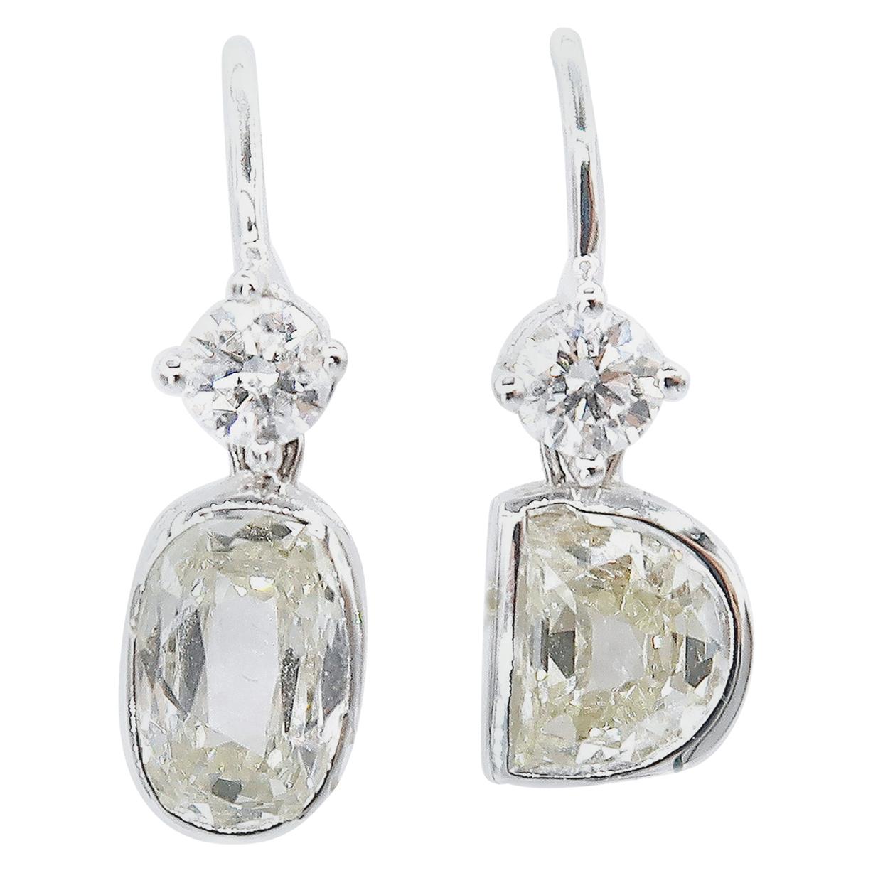 1.91 Carat Diamonds Hook Earrings 18 Karat White Gold For Sale