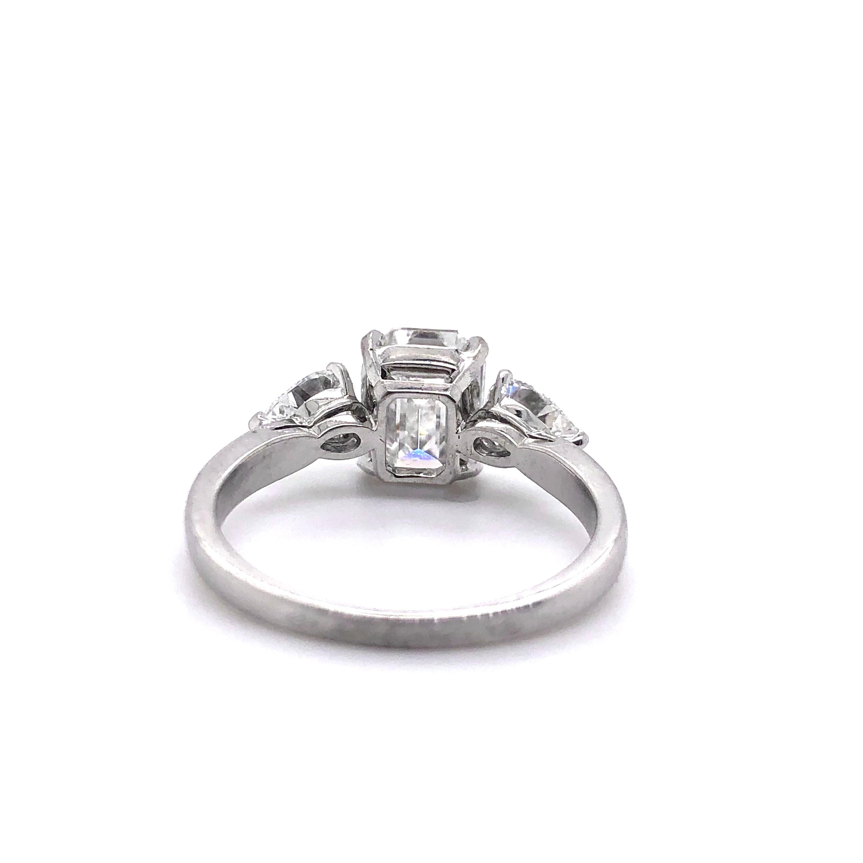 Women's 1.91 Carat E VVS2 GIA Certified Emerald Cut Diamond Ring
