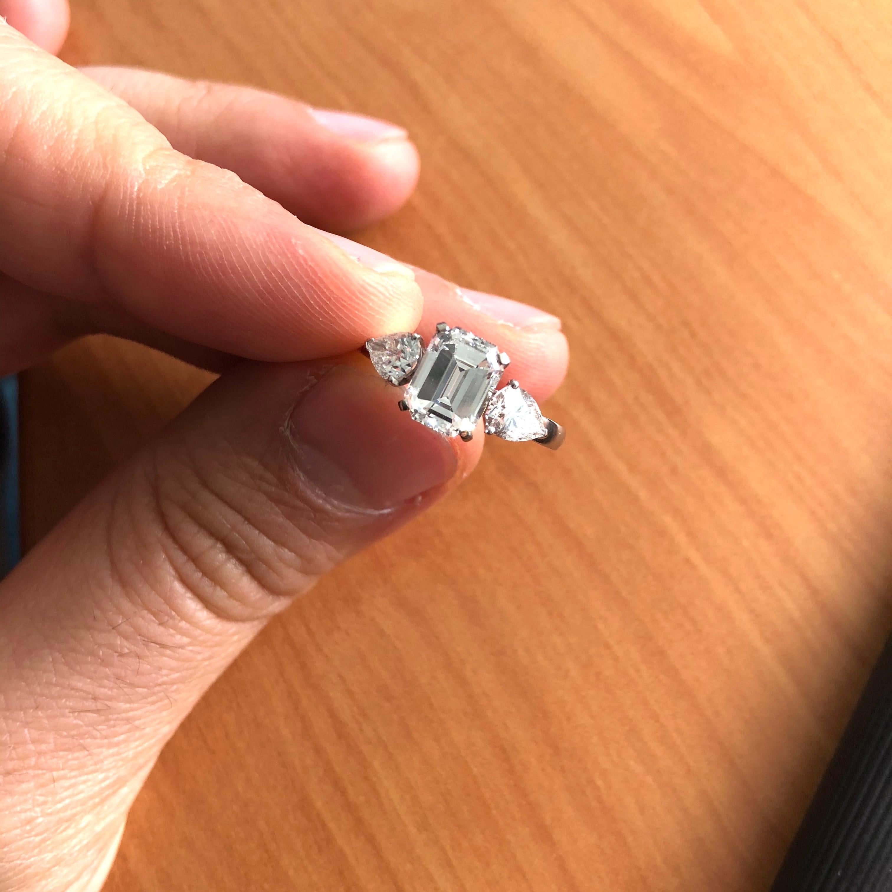 1.91 Carat E VVS2 GIA Certified Emerald Cut Diamond Ring 2