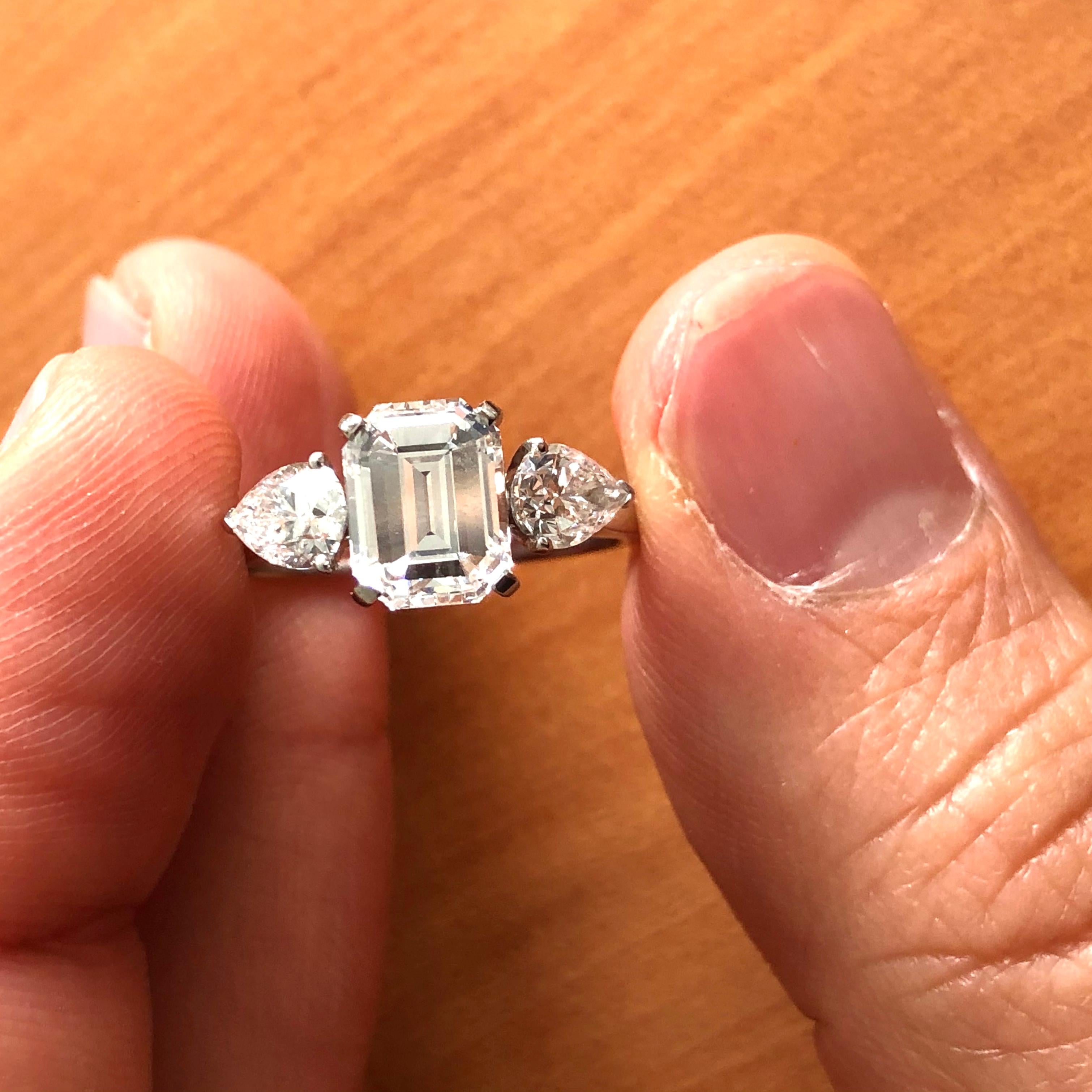 1.91 Carat E VVS2 GIA Certified Emerald Cut Diamond Ring 3