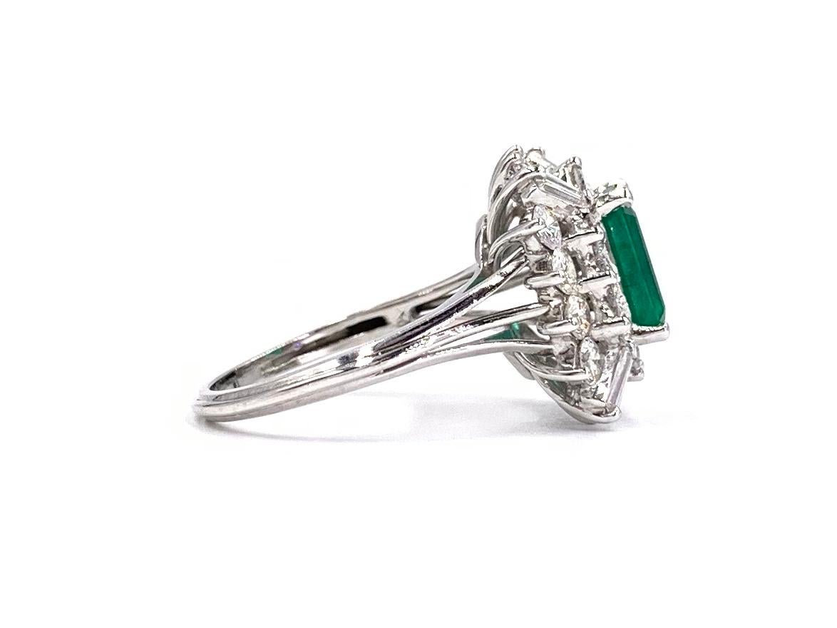 1.91 Carat Emerald and Diamond Platinum Cocktail Ring For Sale 5