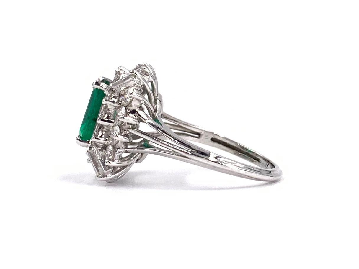 1.91 Carat Emerald and Diamond Platinum Cocktail Ring For Sale 1