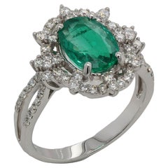 Bague en or 18 carats avec diamants et émeraude de 1,91 carat