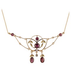1.91 Carat Garnet Diamond Tri-Color Gold Pendant Necklace