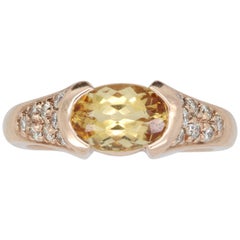 1.91 Carat Imperial Topaz and 0.30 Carat White Diamond Ring