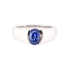 1.91 Carat, Natural, Untreated, Ceylon Sapphire Tank Ring Set in Platinum