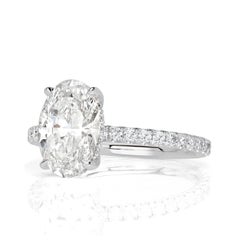 1.91 Carat Oval Diamond Ring Brilliant White 14K White Gold Graceful Brilliance