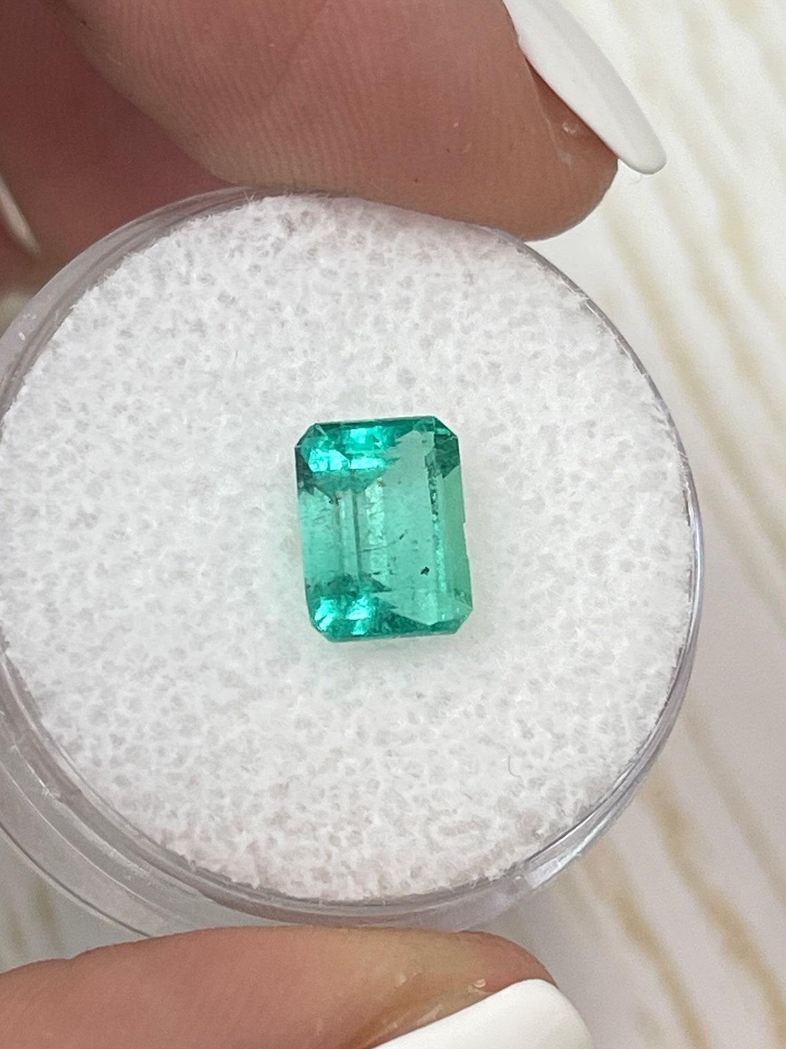 1.91 Carat Pastel Bluish Green Emerald Cut Colombian Emerald Gem - May Birthston In New Condition For Sale In Jupiter, FL