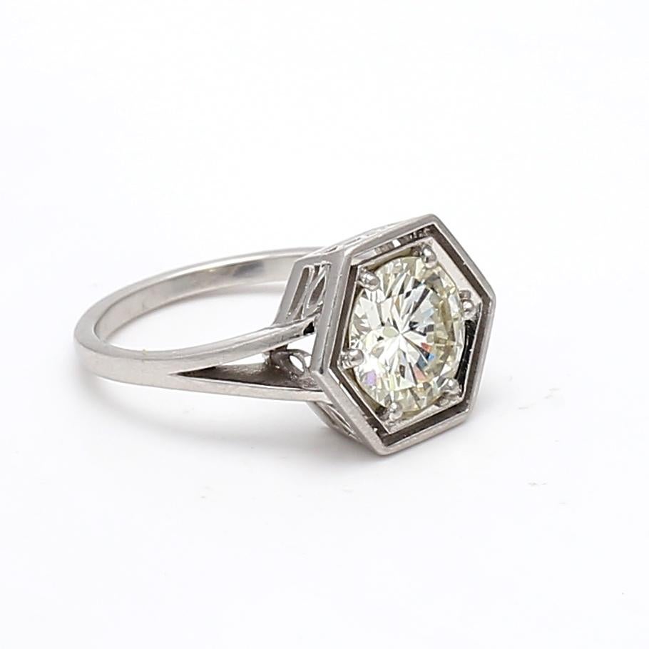 Taglio brillante Anello di fidanzamento in platino con diamante tondo Brilliante M VS2 da 1,91 carati in vendita