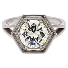 1.91 Carat Round Brilliant M VS2 Diamond Platinum Engagement Ring