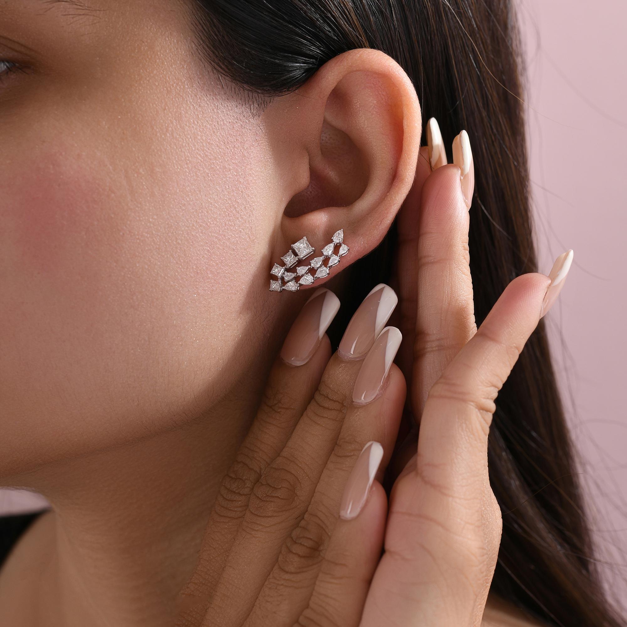 1.91 Carat SI Clarity HI Color Multi Shape Diamond Earrings 14 Karat White Gold en Nuevo estado para la venta en Diera, AE