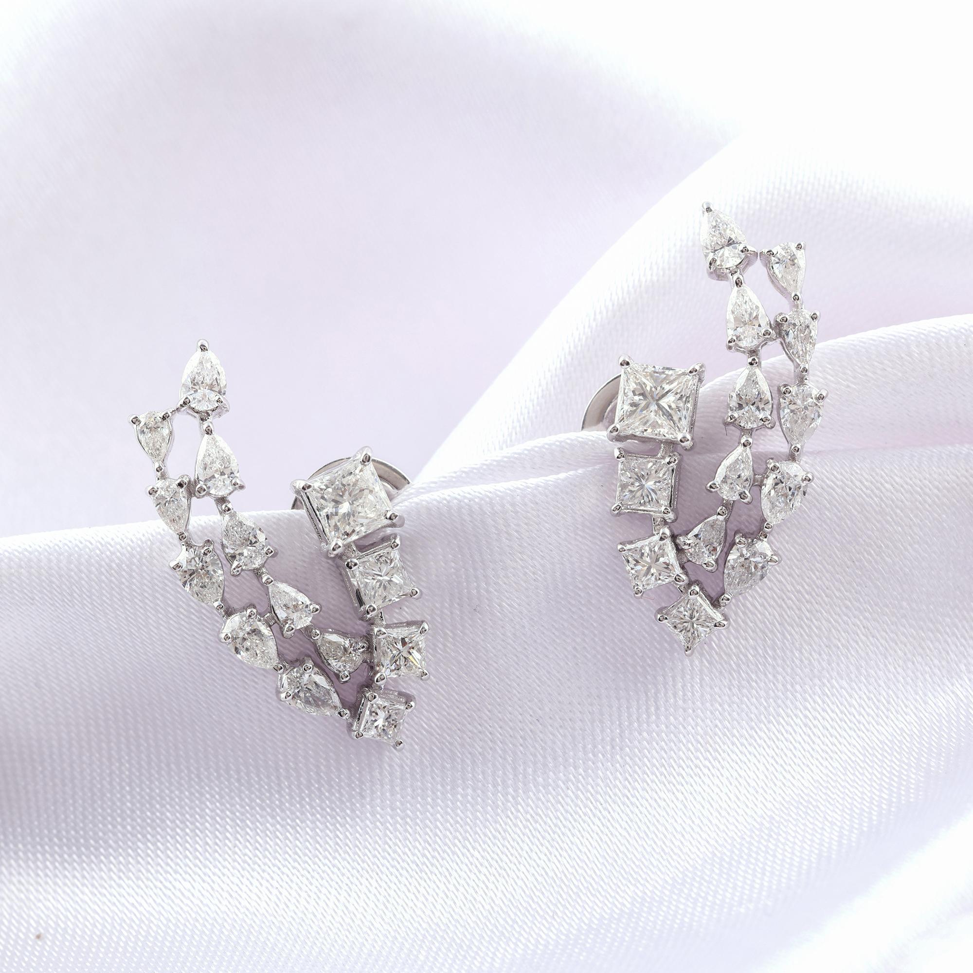 1,91 Karat SI Reinheit HI Farbe Multi Shape Diamant Ohrringe 18 Karat Weißgold im Angebot 1