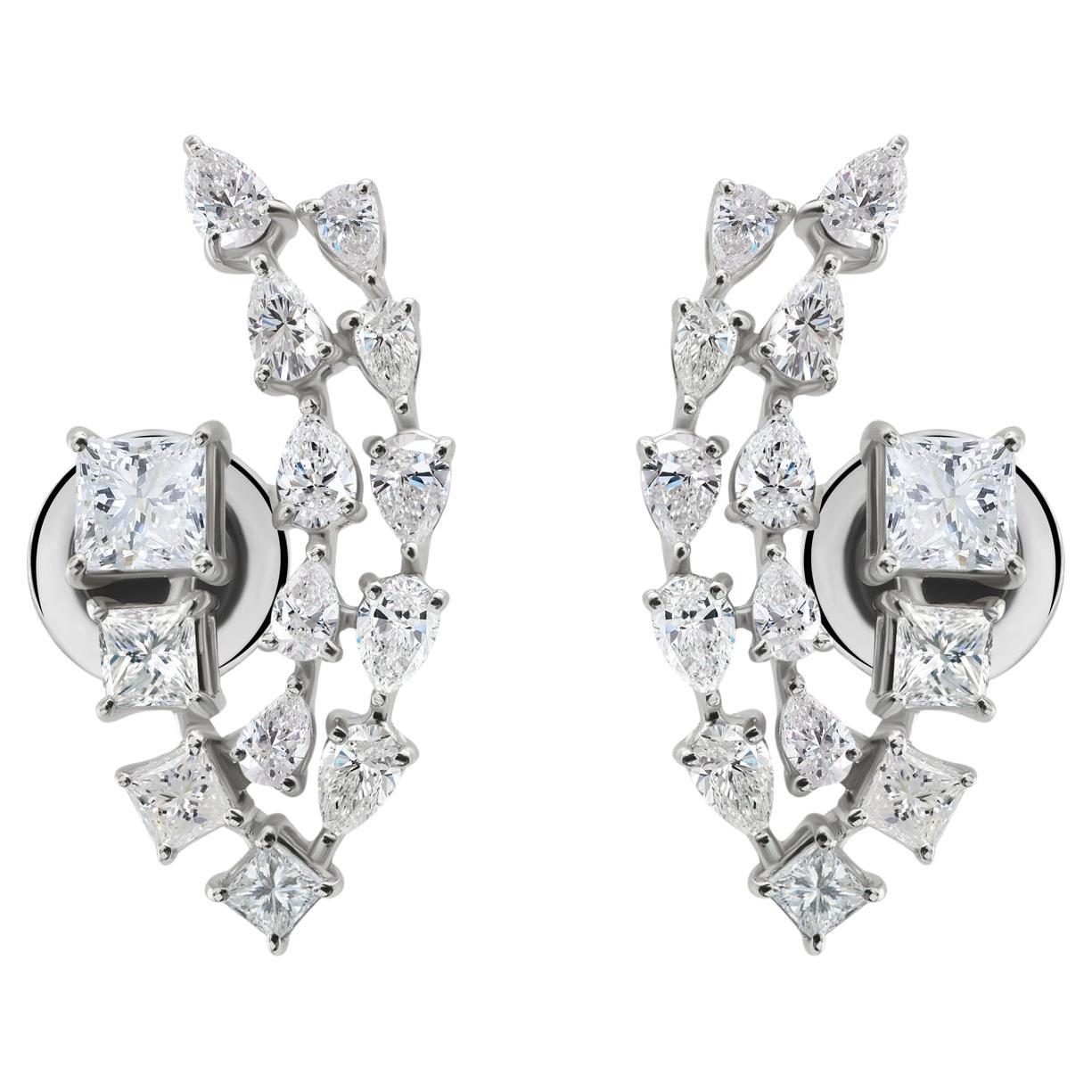 1,91 Karat SI Reinheit HI Farbe Multi Shape Diamant Ohrringe 18 Karat Weißgold im Angebot