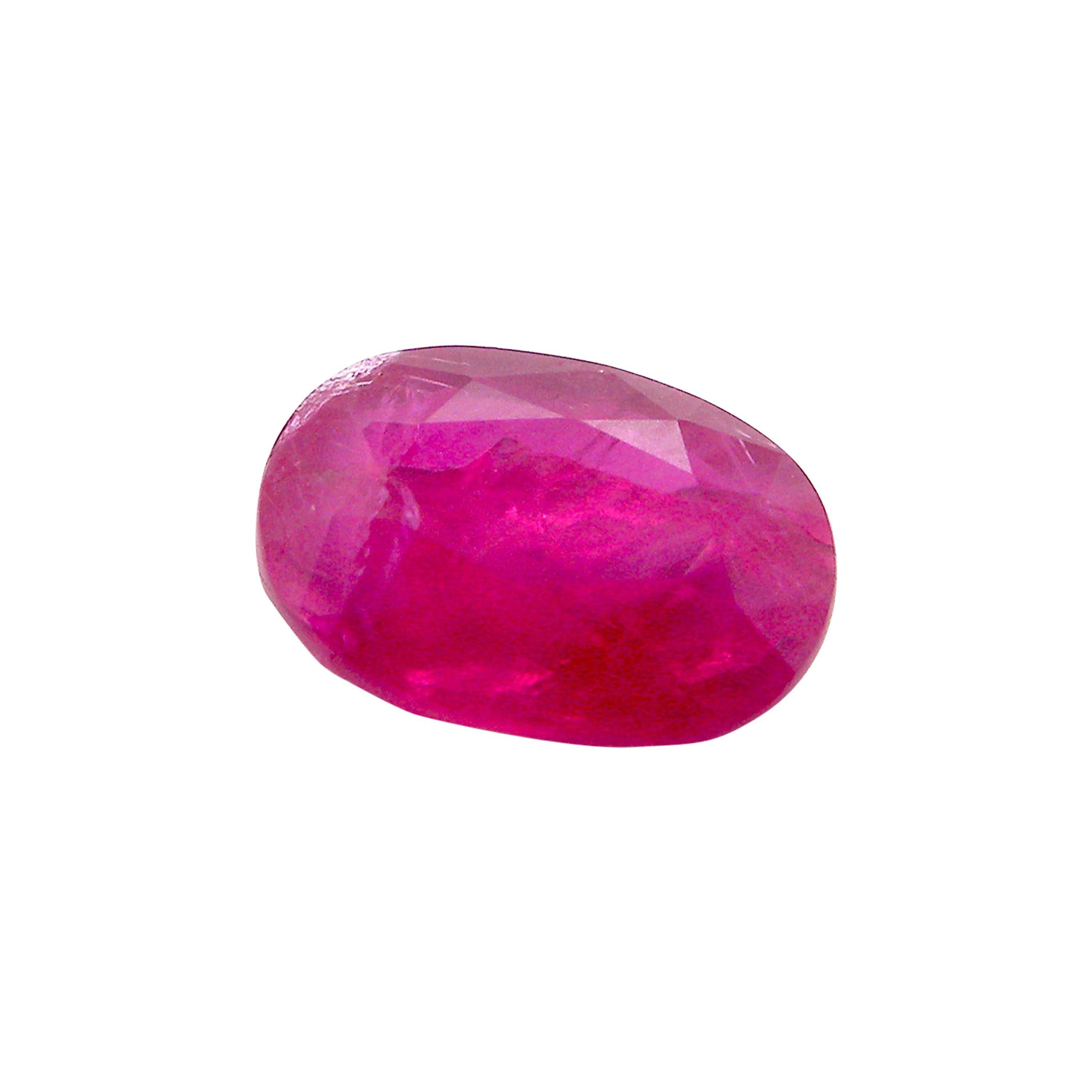 1.91 Carat Unheated Oval-Cut Burmese Pinkish-Red Ruby For Sale