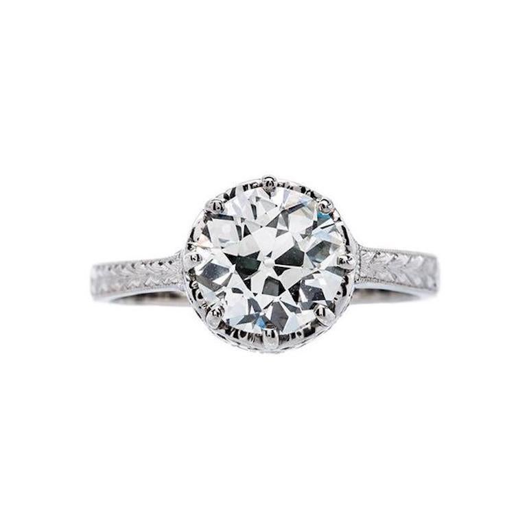1.91 Carat Vintage Inspired Platinum Engagement Ring