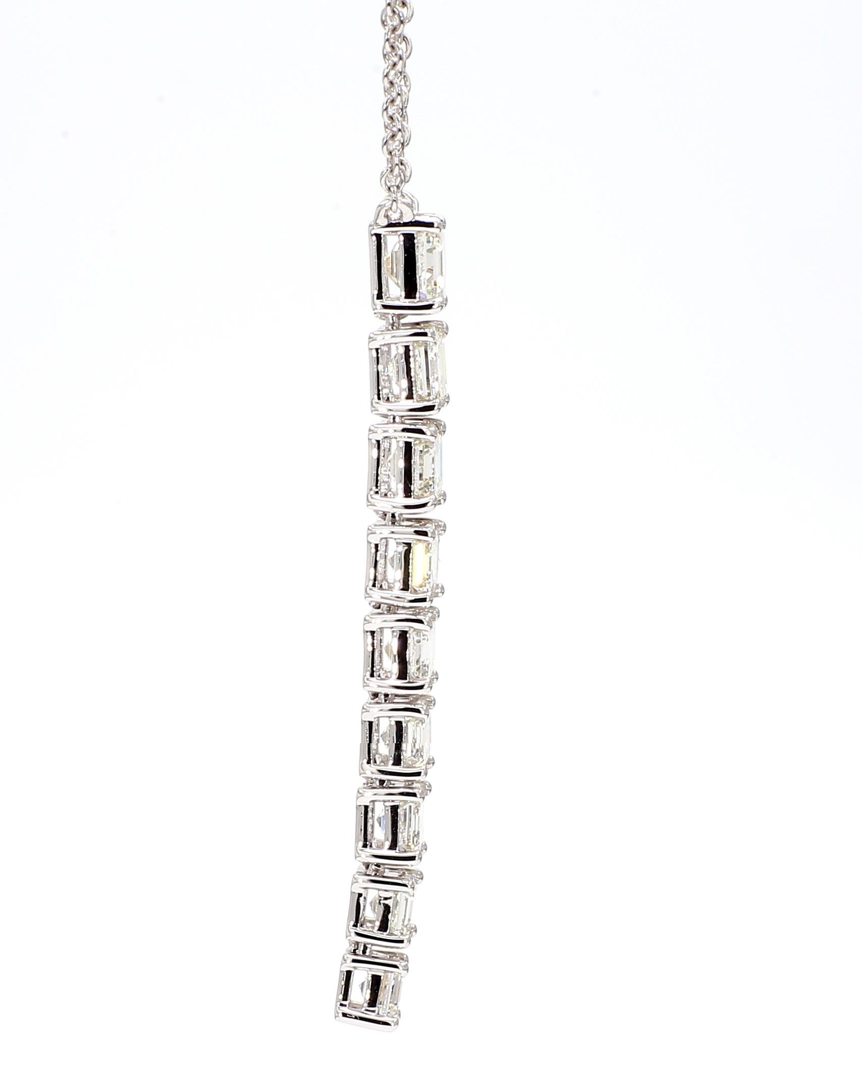 Asscher Cut 1.91 Carats Asscher Pendant Necklace Drop 18K White Gold *Natural Diamonds*