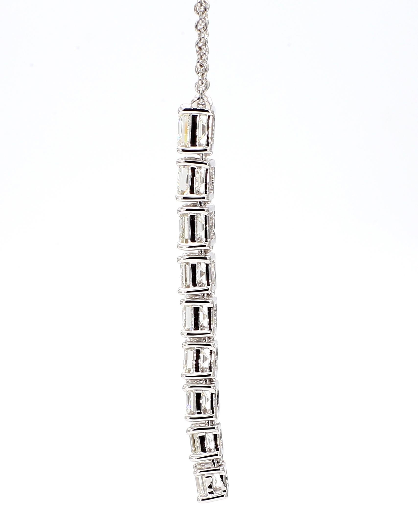 1.91 Carats Asscher Pendant Necklace Drop 18K White Gold *Natural Diamonds* 1