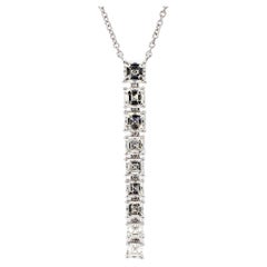 1.91 Carats Asscher Pendant Necklace Drop 18K White Gold *Natural Diamonds*