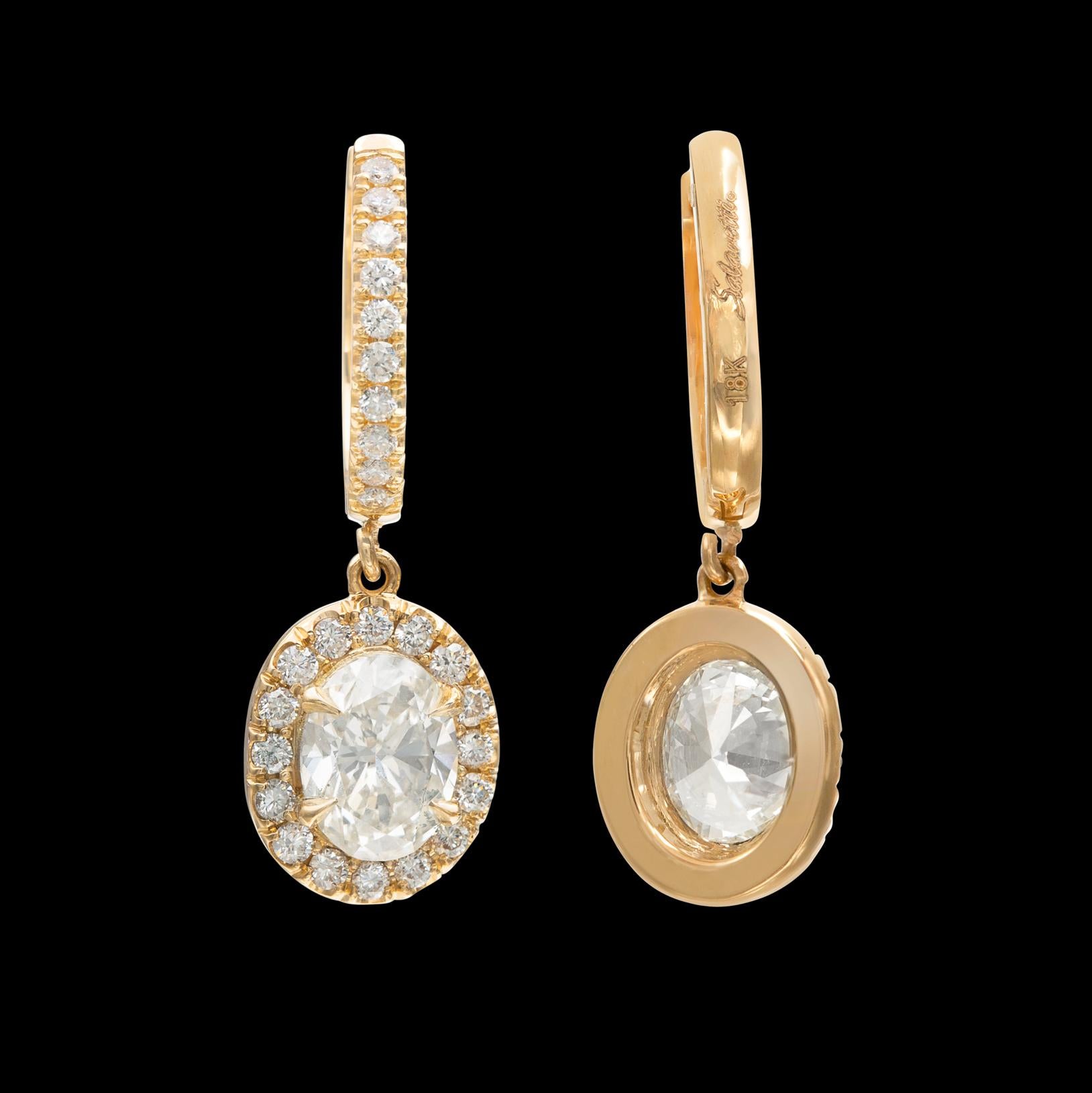 1.91-ct Oval Diamond Drop Earrings by Salavetti For Sale 1