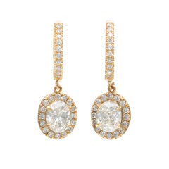 1,91 Karat ovale Diamant-Tropfen-Ohrringe von Salavetti