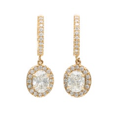 Boucles d'oreilles en goutte en diamants ovales 1.91-ct de Salavetti