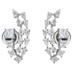 Princess Pear Marquise Diamond Cascade Earrings 14k White Gold  Bridal Gift