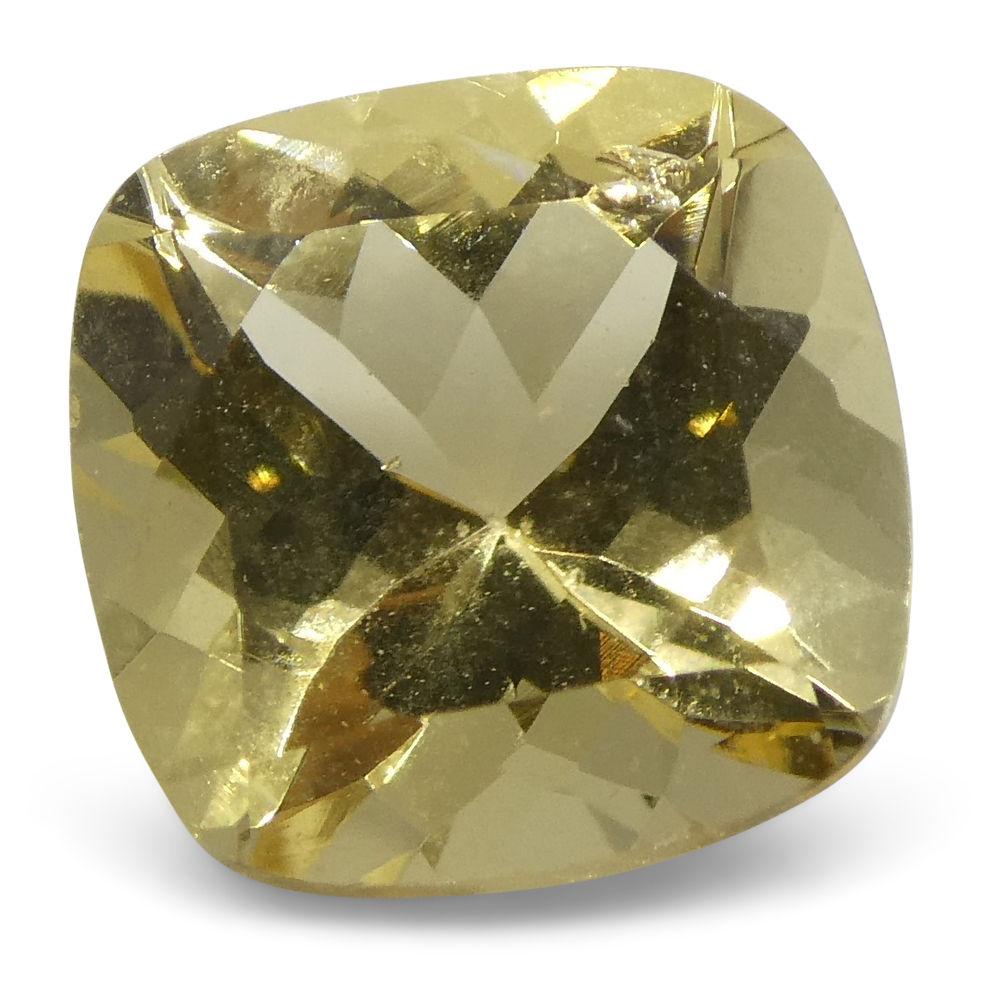 Women's or Men's 1.91 ct Square Cushion Heliodor For Sale