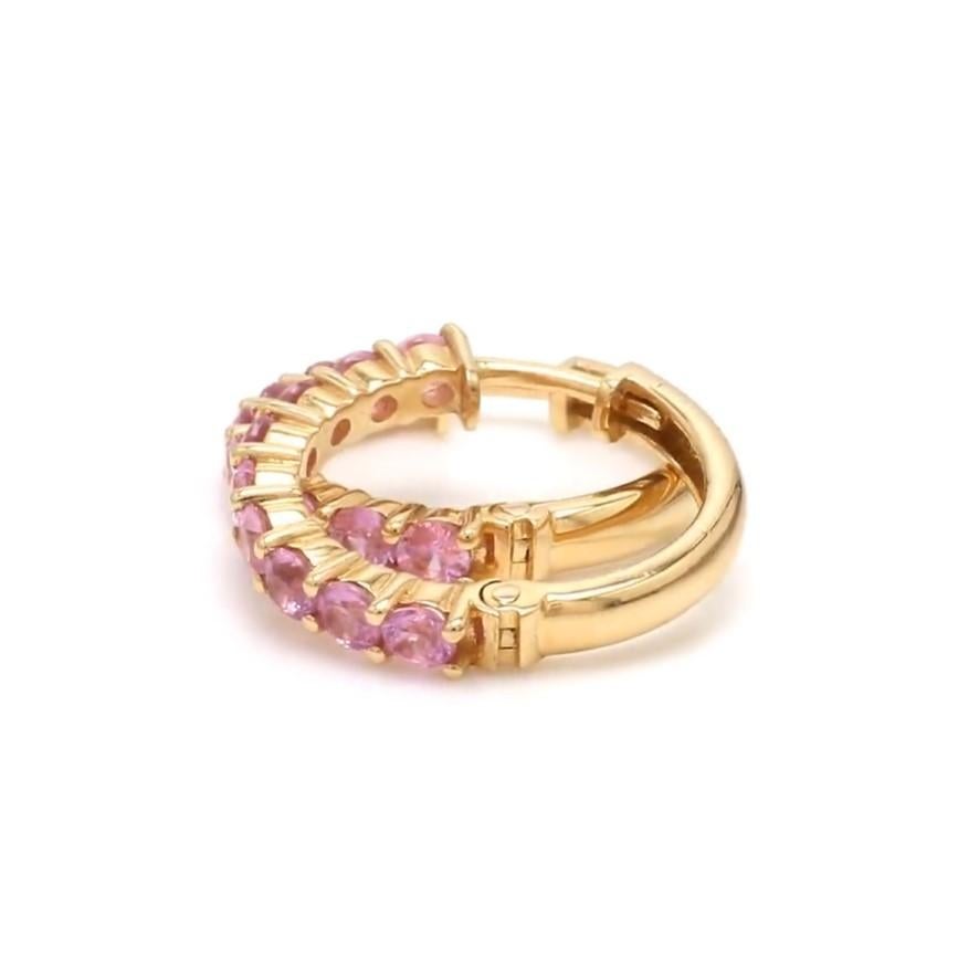 1,91 CTs Natürliche rosa Saphir Ohrringe in 18k Gold (Asscher-Schliff) im Angebot