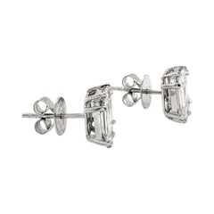 1.91 TCW Emerald-cut Illusion Setting Diamond White Gold Studs