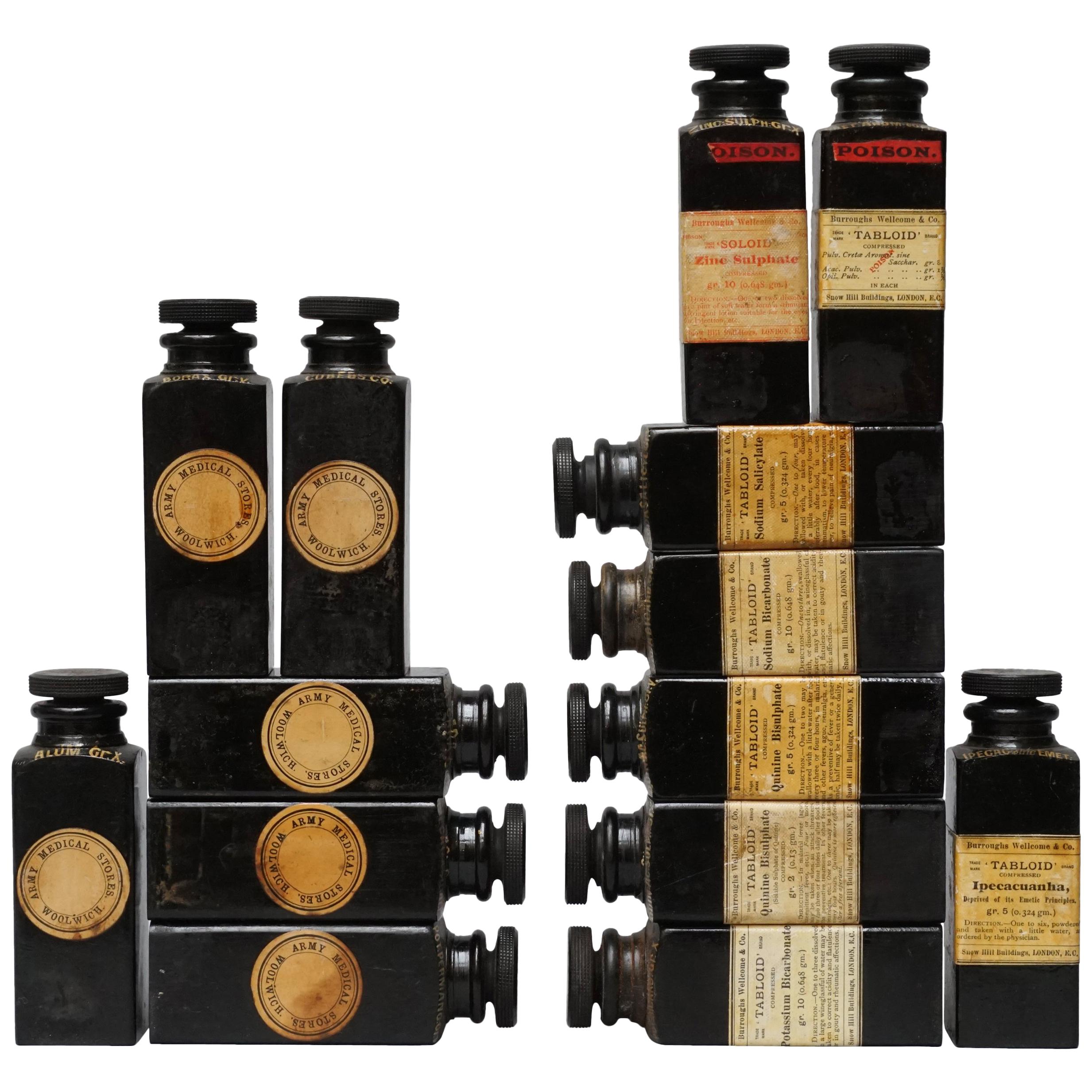 1910-1919 Bakelite Expedition Burroughs Wellcome & Co London Medicine Bottles For Sale