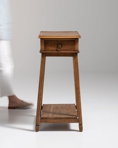 1910-1919 France Warm Honey Oak Slender Oak Pedestal Side Table