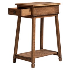 1910-1919 France Warm Honey Oak Slender Oak Pedestal Side Table