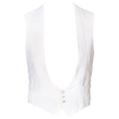 1910 1920's Mens XS White Cotton Pique Formal Vest