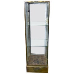 1910-1930 Brass and Glass Columnar Vitrine Display Cabinet