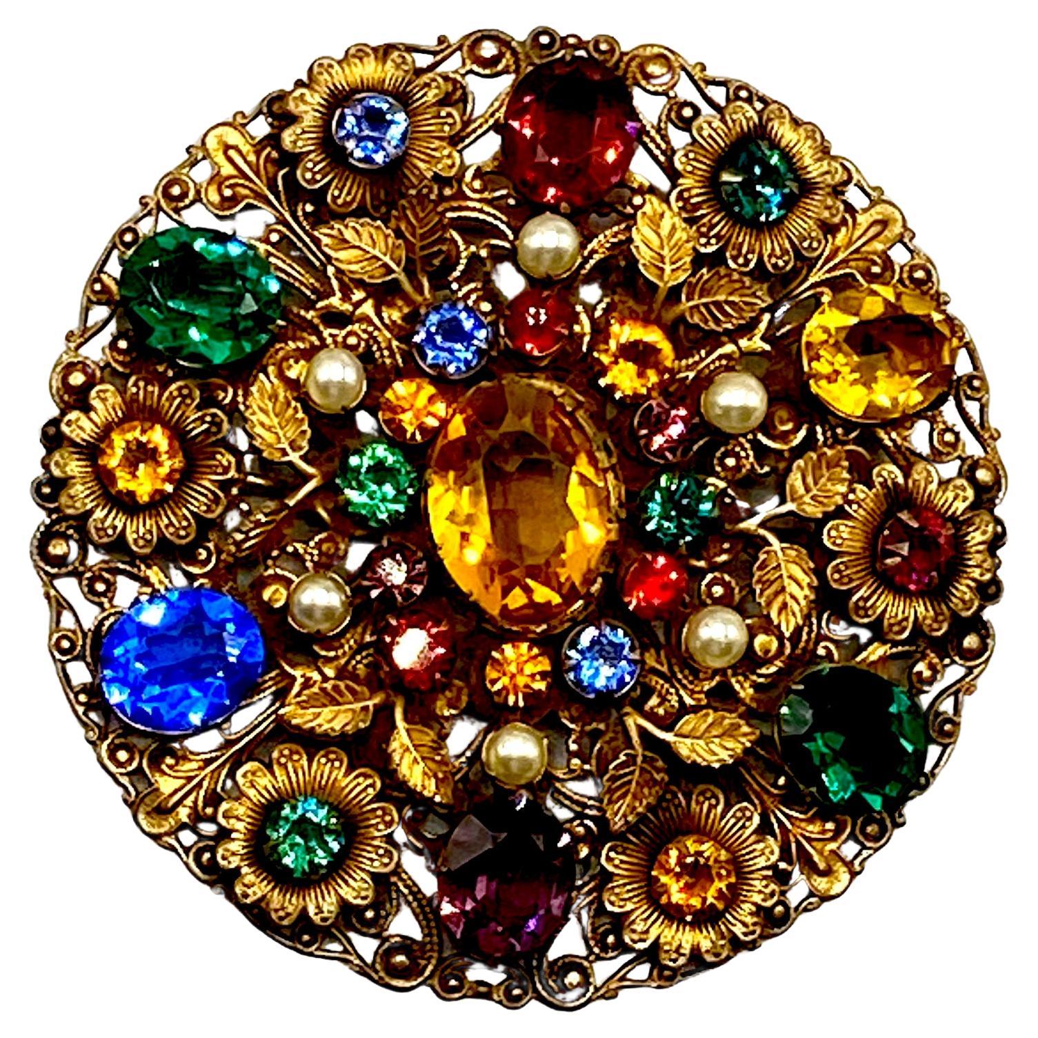 1910-1930 Czech Large Brooch