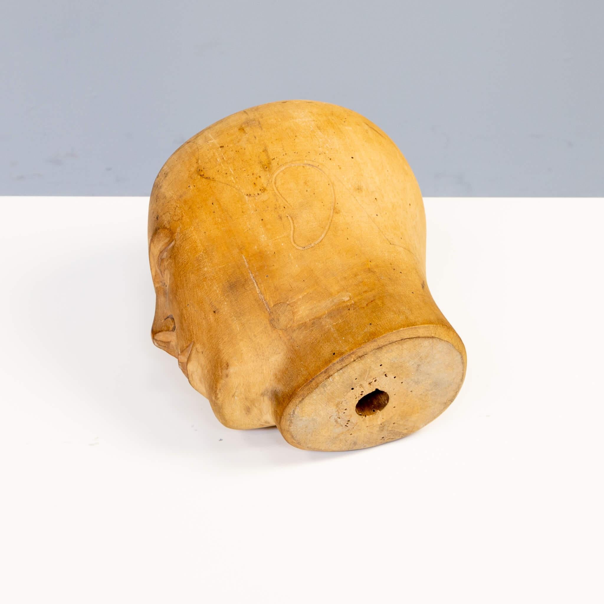 1910-1930 German Carved Milliner’s Head For Sale 1