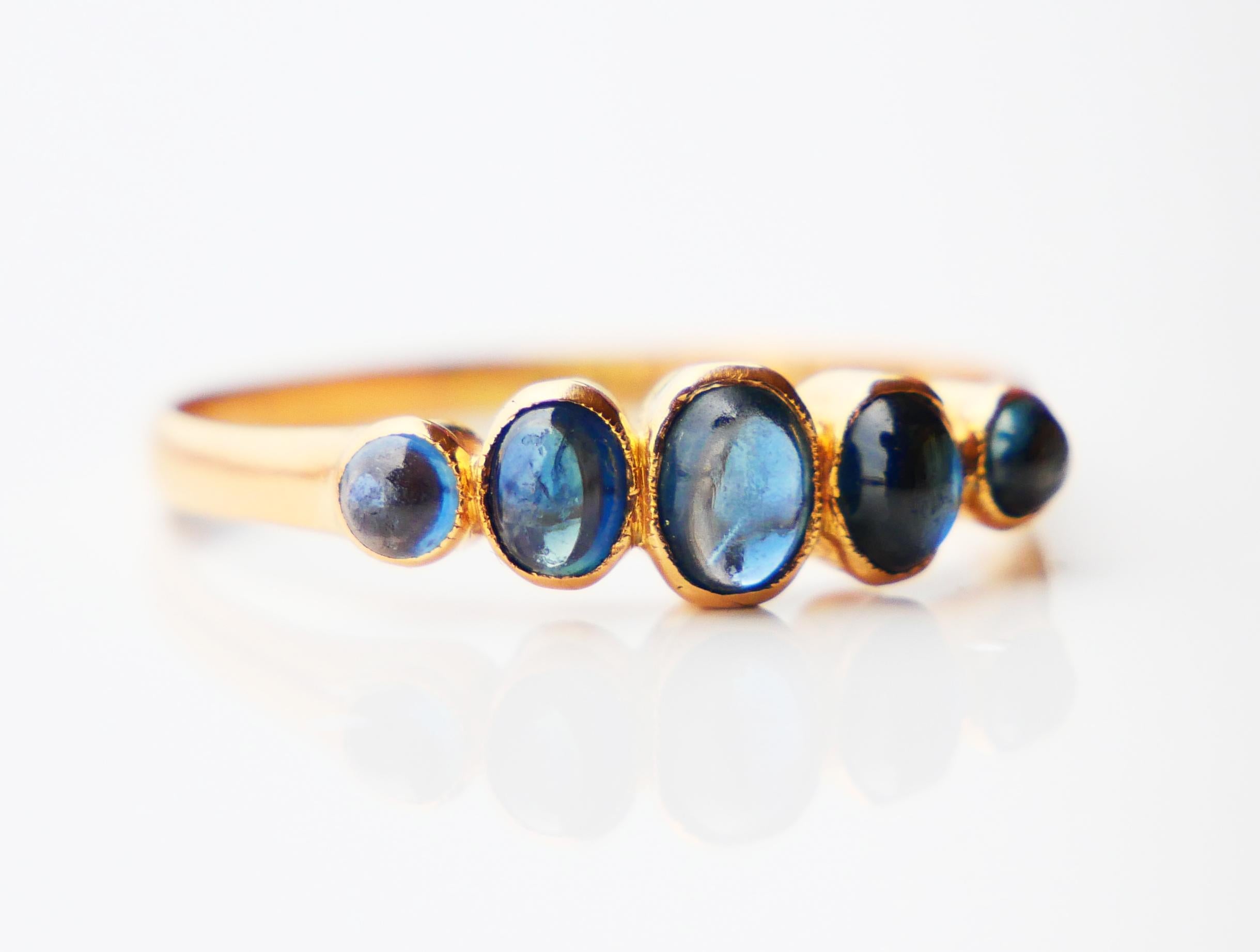 Cabochon 1910 Alliance Ring 1ctw natural Sapphire solid 18K Gold Ø 8.25 US / 2.2 gr For Sale