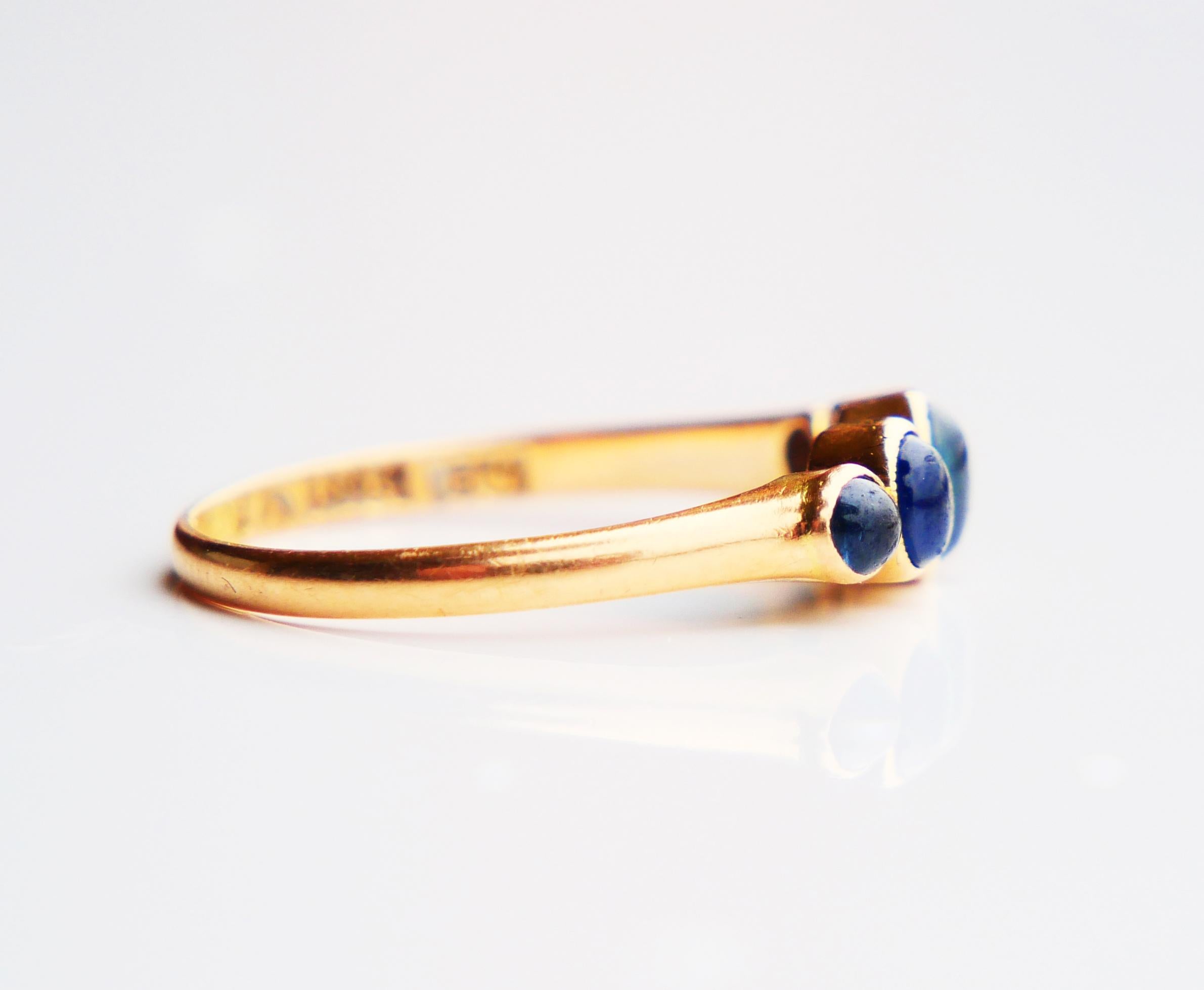 1910 Alliance Ring 1ctw natural Sapphire solid 18K Gold Ø 8.25 US / 2.2 gr For Sale 1