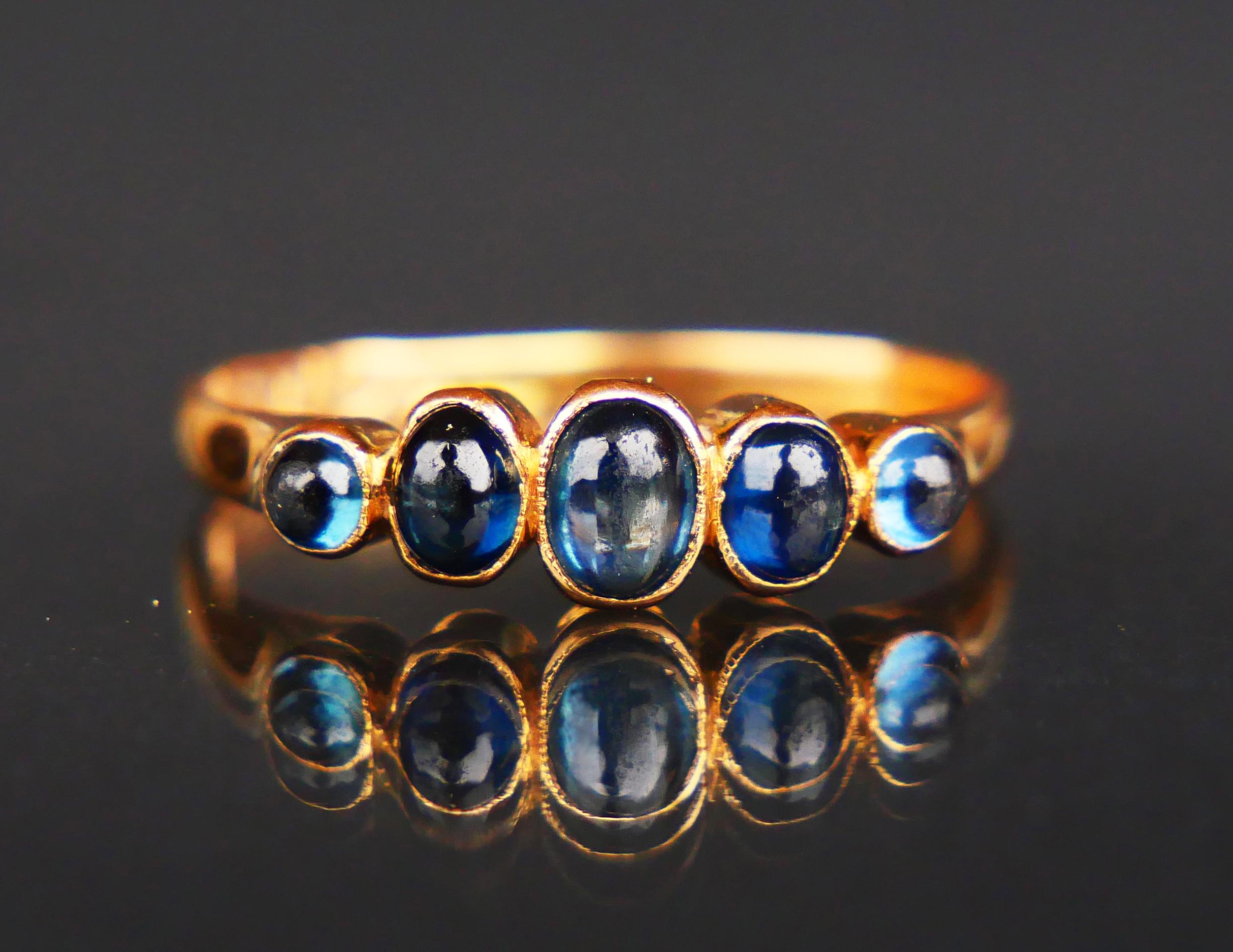 1910 Alliance Ring 1ctw natural Sapphire solid 18K Gold Ø 8.25 US / 2.2 gr For Sale 2