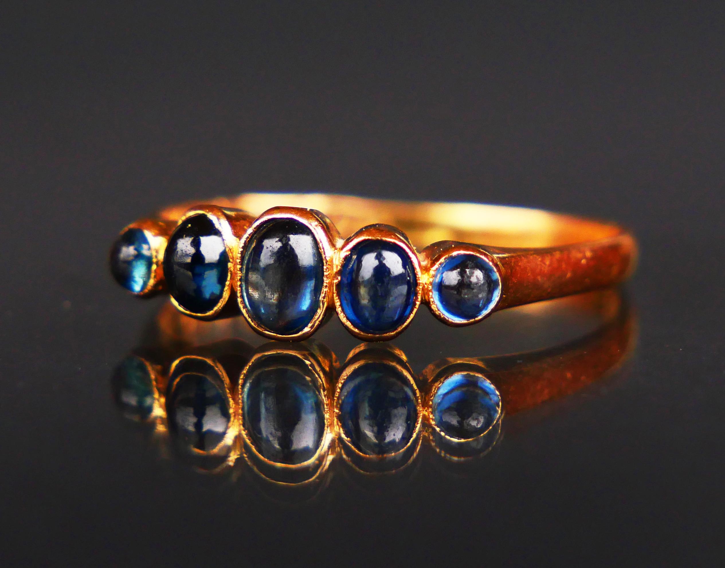 1910 Alliance Ring 1ctw natural Sapphire solid 18K Gold Ø 8.25 US / 2.2 gr For Sale 3