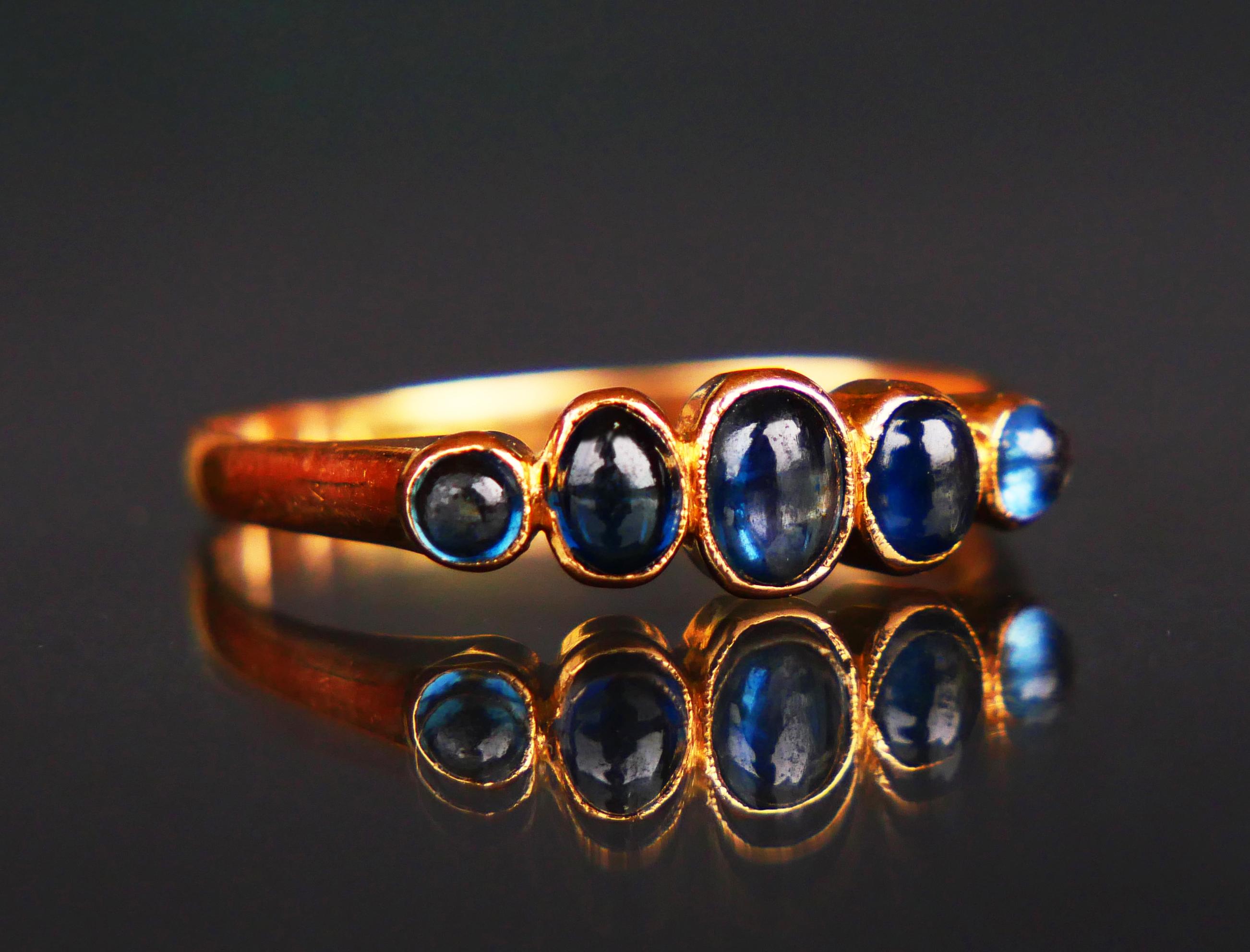 1910 Alliance Ring 1ctw natural Sapphire solid 18K Gold Ø 8.25 US / 2.2 gr For Sale 4